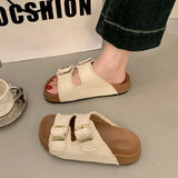 Tuxedo Women's Summer Wear 2025 New Belt Buckle Boken Shoes Holiday Beach