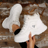 New 2025 Autumn And Winter Korean Version Of Women's Color And Velvet To Help Snow Boots Cotton Shoes To Increase Leisure And