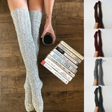 Zingj Style Autumn And Winter Fashion Twist Pure Color Stockings Knitting Over The Knee Pile Pile Socks For