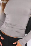 Women Casual Long Sleeve T-Shirts Spring Autumn Solid Slim Fit Pullovers Tees Shirts Female Streetwear Base Tees
