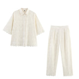 Summer's New Hollow Embroidery Shirt 2731063 Pants