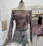 Shooting Two Sets Of Sexy Shoulder Single-Layer Thin Mesh Yarn Short T-Shirt + Inner Brat With Chest Pads To Wipe The Chest Vest