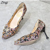 crystal metal snow rivets single shoes red/black women wedding shoes pointed toe thin high heels slip on pumps
