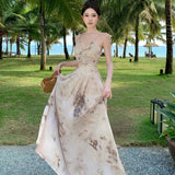 Zingj Shot Sweet Spicy Wind Fried Street Dress Summer New Dew Back Sling Dress Beach Beach Holiday Wind