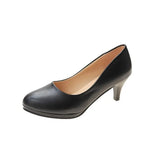 High Heels Women Thin Heel Round Head Waterproof Table Professional Work Shoes Black 5-7Cm Student Interview Single Shoes