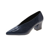 Single Shoes Women Fall 2025 New Snake Grain Fine Heel Women Shoes Light Mouth Solid