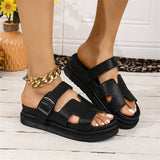 New Large-Size Slippers Women's Thick-Bottomed Buckle Solid Color Casual Cold