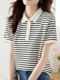 Polo Collar Top Women's Summer 2025 New Age-Reduced Gas Chic Short-Sleeved T-Shirt Women's Summer