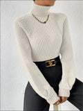 And Winter New Loose Thin High-Necked Shoulder Sleeve Knitted Sweater
