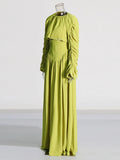Fashion Suit Women's New Spring 2025 Casual Round Tie Folded High-End Long-Sleeved Design Two
