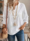 Loose V-Neck Temperament Commuting Embroidered Tidley