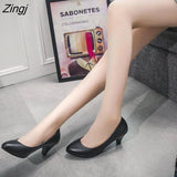 leather Low Heels Shoes Women Professional Shoes Ladies Shallow Mouth Work Shoes Elegant Ladies Office