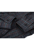 Vintage Plaid Women's Shirt Ruffle Edge 2023 Autumn New Design Chic Sexy Long Sleeve Ultra Short Blouse Tops