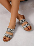Summer New Leopard Print Large-Size Slippers Women Wear Broadband Flat-Bottomed Cool