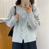 Zingj Spring New Korean Department Temperament Elegant Loose Sweater Coat Irregular Round Collar Twist Knitting Cardigan Female-Outfit