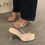 Water Drill Transparent Crystal And Beautiful Sandals Women's Summer Coarse Slippers High Heels Wearing A Cool Drag