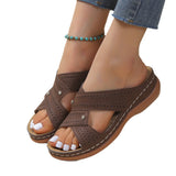 New Large-Size Slippers Retro Car Line Anti-Slip Round Slope And Comfortable Word Cool Slippers