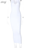 Ribbed Knitted V Neck Black Long Dress Women Sleeveless Slim Party Club Elegant Female Bodycon Midi Dress Streetwear