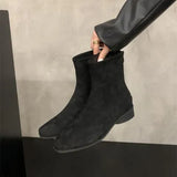And Retro Plus Velvet Short-T-Crye Knight Boots French Thin Skinny Bare Boots Autumn And Winter Season Girl Boots