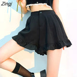 Women Summer High Waist Fashion Folds Streetwear Solid Loose Casual Ulzzang College Cozy Sweet All-match Popular Chic