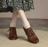 British Wind High Heel Deep Mouth Single Shoes Women In The Autumn Of 2025 New Retro Fashion Coarse Lace Leather