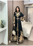 Court Style Trumpet Long Sleeve Clapping Waist Single Buckle A Word Positioning Print Dress Dress Dress