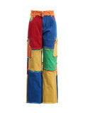 Trendy Personality Loose Pants 2025 Autumn New Splicing High-Waisted Wide-Legged Jeans