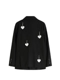 Black Gothic Blazer Coat Women Autumn 2023 Notched Neck Streetwear Harajuku Loose Long Sleeve Y2k Jackets Coat
