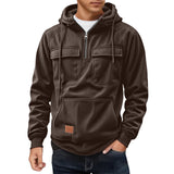 Men's Casual Coat Hooded Autumn And Winter Tunic Station Multi-Pocket
