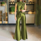 Zingj Summer New Fashion 2-Piece Set Summer Slit Loose Bell-Bottom Pants Set-Outfit