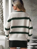 And Winter New Sweater Woman Loose Knitting Colliding Color V Collar Lantern
