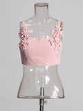 Retro Wind 2025 Summer New Sling With Three-Dimensional Flower Splicing Sling With High Waist In The Long Half Skirt Suit