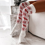 Zingj And Winter Christmas Snow Snow Elk Long Tube Knitting Over The Knee Pile Pile Socks Female