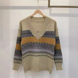 2025 Sweater Women V-Necked Loose Casual Bottom Knitting Sweater