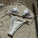 2025 New Sexy Nylon With Light Metal Ring With Dew-Back Split Body Swimsuit