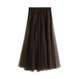 Long Yarn Skirt Half Dress Girl Autumn And Winter High Waist Long Net Yarn Skirt 100 Folding Skirt A Skirt Fairy Dress