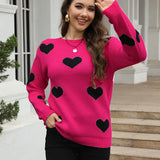 And Winter New Sweater Women's Loose Love Embroidered Color Collar Knitted
