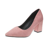 High-Heeled Velvet Single Shoes Women's Coarse Heel And Light-Mouthed Pointed Fashion Shoes Ladies