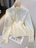 Chinese Retro Buckle Shirt Women Autumn And Winter Densified Acetic Acid High-Ende (State) To Improve The National Style Collar