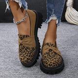 British Breeze Spring And Winter Autumn New Leopard-Print Lefu Shoes Coarse Trend Retro Round Women's