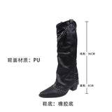 Rivet High-Thorn Western Cowboy Boots Rider Boots Long Boots Women Boots French Boots Retro