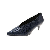 Single Shoes Women Fall 2025 New Snake Grain Fine Heel Women Shoes Light Mouth Solid