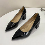 Interview Women's Shoes 2025 New Black Etiquette Student Work Single Shoes Thick Heel Civil Servant Formal High