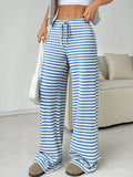Autumn And Winter Women's New Casual Striped Solid Rubber Rope Cotton Straight