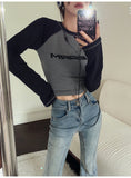 Logo Graphic Long Sleeve Crop Top-Outfit