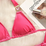 Zingj 2023 New Bikini Sexy Gradient Print Strap Swimsuit, Luxury Crystal Diamond Vacation