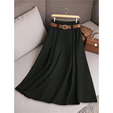 Women's Spring And Autumn Solid Color Casual Bvy Skirt With