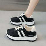 Women's Shoes With Striped Sneakers In The Autumn Of 2025 New Thick Soles Increase Not Tired Feet Old Shoes Couples Casual Aggan