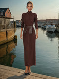 Elegant Dress In Autumn 2025 New Fashion Niche High-End Sense Spliced Belt Knitted