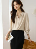 2025 New Solid Color Repair Body Clothes Thin Fashion Shirt Elegant Commute OL Chiffon
